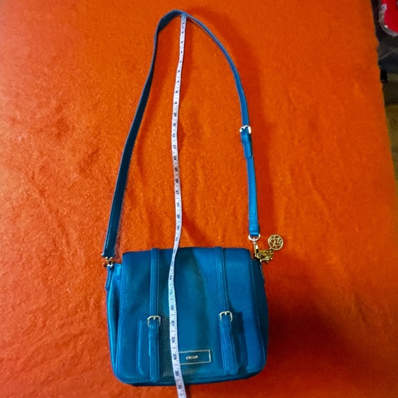 DKNY turquoise blue real leather structured shoulder crossbody bag EUC (as new) - Picture 14 of 15